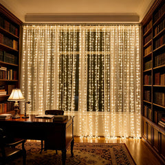 300 LED Curtain Fairy Lights 298.7X298.7cm Hanging Window Lights for Bedroom Ramadan Birthday Party Wedding Holiday Indoor Home Decor IP65 (Battery Not Included)