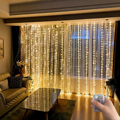 300 LED Curtain Fairy Lights 298.7X298.7cm Hanging Window Lights for Bedroom Ramadan Birthday Party Wedding Holiday Indoor Home Decor IP65 (Battery Not Included)