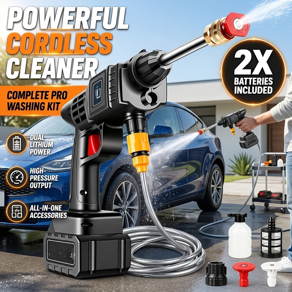 2 Battery-Portable Cordless Car High Pressure Washer Jet Water Wash Cleaner Gun