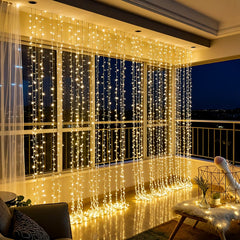 300 LED Curtain Fairy Lights 298.7X298.7cm Hanging Window Lights for Bedroom Ramadan Birthday Party Wedding Holiday Indoor Home Decor IP65 (Battery Not Included)