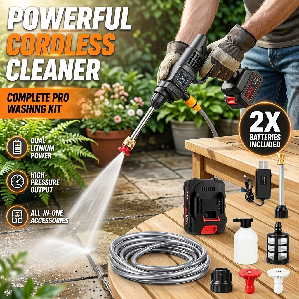 2 Battery-Portable Cordless Car High Pressure Washer Jet Water Wash Cleaner Gun