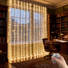 300 LED Curtain Fairy Lights 298.7X298.7cm Hanging Window Lights for Bedroom Ramadan Birthday Party Wedding Holiday Indoor Home Decor IP65 (Battery Not Included)