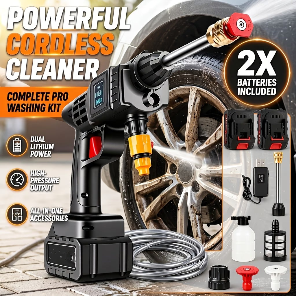 2 Battery-Portable Cordless Car High Pressure Washer Jet Water Wash Cleaner Gun